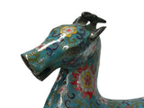 Chinese Turquoise Teal Enamel Galloping Horse Treading on a Flying Swallow Metal Figure GB248S