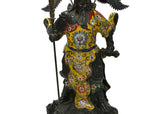 Vintage Cloisonne Yellow Enamel General Guan Yu Warrior Metal Statue GB244S