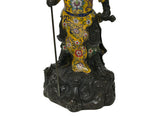Vintage Cloisonne Yellow Enamel General Guan Yu Warrior Metal Statue GB244S