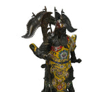 Vintage Cloisonne Yellow Enamel General Guan Yu Warrior Metal Statue GB244S