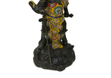 Vintage Cloisonne Yellow Enamel General Guan Yu Warrior Metal Statue GB244S