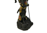Vintage Cloisonne Yellow Enamel General Guan Yu Warrior Metal Statue GB244S