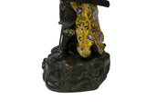 Vintage Cloisonne Yellow Enamel General Guan Yu Warrior Metal Statue GB244S