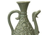 Vintage Chinese Celadon Green Ceramic Flask Shape Motif Vase Jar Display ws4832S