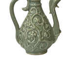 Vintage Chinese Celadon Green Ceramic Flask Shape Motif Vase Jar Display ws4832S