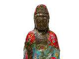 Vintage Cloisonne Enamel Lotus Base Bodhisattva Metal Buddha Statue GB235S