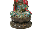 Vintage Cloisonne Enamel Lotus Base Bodhisattva Metal Buddha Statue GB235S