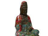 Vintage Cloisonne Enamel Lotus Base Bodhisattva Metal Buddha Statue GB235S
