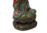 Vintage Cloisonne Enamel Lotus Base Bodhisattva Metal Buddha Statue GB235S