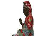 Vintage Cloisonne Enamel Lotus Base Bodhisattva Metal Buddha Statue GB235S