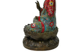 Vintage Cloisonne Enamel Lotus Base Bodhisattva Metal Buddha Statue GB235S