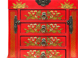 Chinese Oriental Red Dragon Phoenix Mirror Rectangular Jewelry Box GB216S