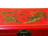 Chinese Oriental Red Dragon Phoenix Mirror Rectangular Jewelry Box GB216S