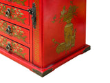 Chinese Oriental Red Dragon Phoenix Mirror Rectangular Jewelry Box GB216S