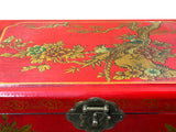 Chinese Oriental Red Flower Birds Mirror Rectangular Jewelry Box GB214S