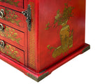 Chinese Oriental Red Flower Birds Mirror Rectangular Jewelry Box GB214S