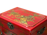 Chinese Oriental Red Flower Birds Mirror Rectangular Jewelry Box GB214S