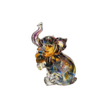 Pair Mixed Color Crystal Glass Fengshui Fortune Trunk Up Elephant Statues ws3644S