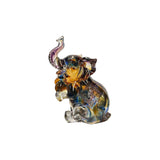 Pair Mixed Color Crystal Glass Fengshui Fortune Trunk Up Elephant Statues ws3644S