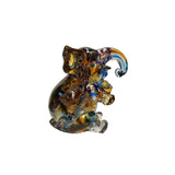 Pair Mixed Color Crystal Glass Fengshui Fortune Trunk Up Elephant Statues ws3644S