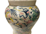 Vintage Historic Treasure Dragon Theme Beige Base Ceramic Pot Vase JK200S