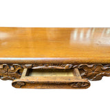 Vintage Floral Relief Carving Brown Rectangular Curve Legs Coffee Table ws3598S