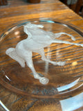 Clear Glass Back Relief Carved Horse Round Display Disc GB797S