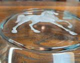 Clear Glass Back Relief Carved Horse Round Display Disc GB797S