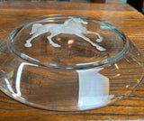 Clear Glass Back Relief Carved Horse Round Display Disc GB797S