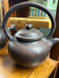 Chinese Handmade Dark Brown Zisha Clay Arch Handle Display Teapot Art GB778S