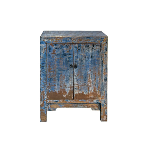 Distressed Bight Blue Mix Color 2 Doors End Table Nightstand Cabinet ws4576S