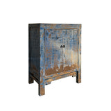 Distressed Bight Blue Mix Color 2 Doors End Table Nightstand Cabinet ws4576S