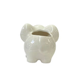 Set of 2 Handmade White Elephant-Shaped Ceramic Planters – Indoor/Outdoor ws3143ABS