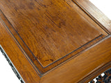 Rustic brown wood Kang table with scroll foot design