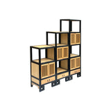 Set of 3 Black Tan Shutter Doors Display Cabinet Bookcase Room Divider ws4398S