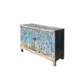 Distressed Blue 2 Doors Credenza Sideboard Console Table Cabinet ws4467S