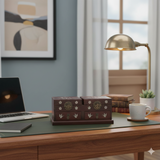 Oriental Brown Mother of Pearl Motif Rectangular Drawers Chest Box GB253S