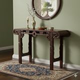 Vintage Oriental Brown Scroll End RuYi Apron Altar Console Table GB243S