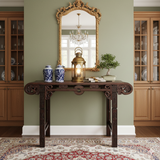 Vintage Oriental Brown Scroll End RuYi Apron Altar Console Table GB243S