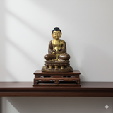 Oriental Brown Stain Wave Carving Rectangular Display Easel Stand GB275S