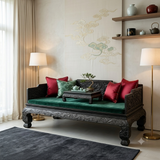 Oriental Dragon Relief Motif Solid Dense Tan Wood Luohan Daybed ws4970S