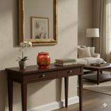 Oriental Red Flower Bird Graphic Jar Shape Container Box GB228S