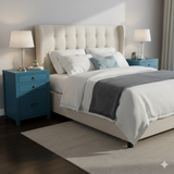 Oriental Distressed Bold Bolection Blue 2 Drawers End Table Nightstand cs7424S