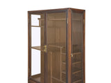 Vintage Dark Brown Oriental Glass Display Cabinet - Solid Wood Curio Case