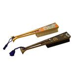 Pair oriental fabric wood handle cloth brushes