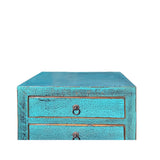 Distressed Marks Turquoise Blue 2 Drawers End Table Nightstand ws4457S