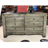 Distressed Light Gray Olive 6 Drawers Credenza Storage Sideboard Cabinet ws4456S