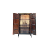 Distressed Black Rim Chinese Red MoonFace Doors Storage Cabinet ws4083S