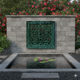 Chinese Large Intricate Ru Yi Pattern Two Side Clay Tile with Varied Green Glaze Square Indoor Outdoor Decor cs3973S