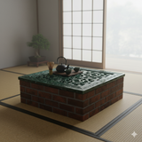 Chinese Large Intricate Ru Yi Pattern Two Side Clay Tile with Varied Green Glaze Square Indoor Outdoor Decor cs3973S